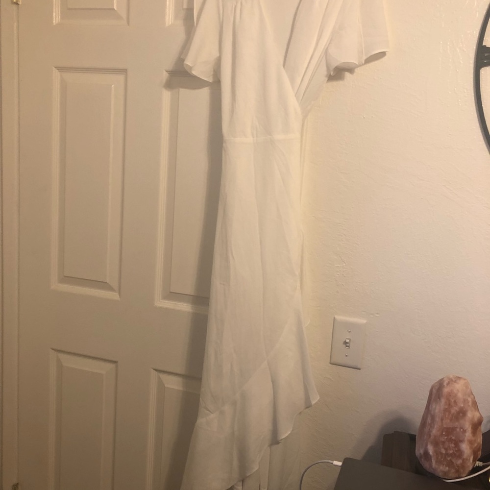 Lulus high lo white wrap dress